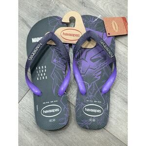 NWT Marvel Black Panther Havaianas Flip Flops‎ Black Purple Men's Size 9/10